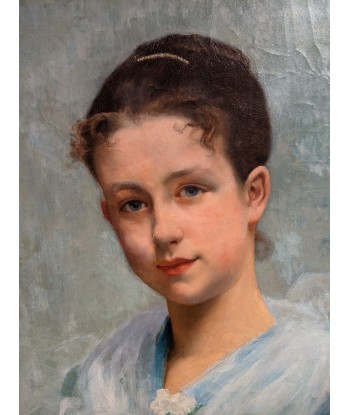 Léon BOUILLON (1850-1900) Portrait jeune femme en bleu datée 1892 offre 