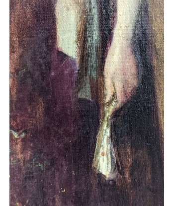 Portrait d’une élégante en robe violette - XIXe À commander