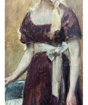 Portrait d’une élégante en robe violette - XIXe À commander