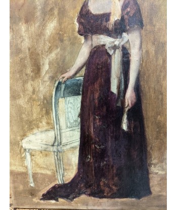 Portrait d’une élégante en robe violette - XIXe À commander