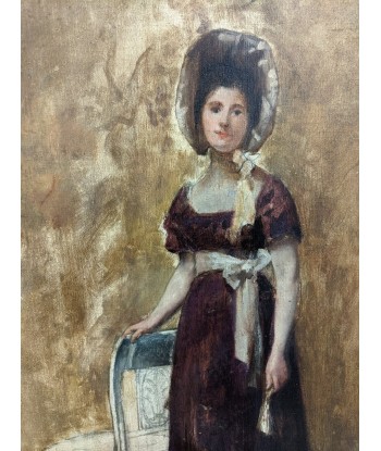 Portrait d’une élégante en robe violette - XIXe À commander