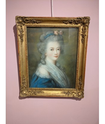 Ecole Française Portrait de femme en bleu pastel fin XVIIIe début XIXe paiement sécurisé