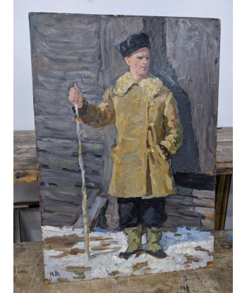 Ecole Russe Mikael VOLODINE (1912-1987) soldat dans la neige 1949 en linge