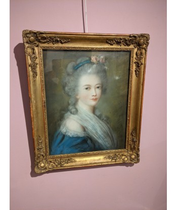 Ecole Française Portrait de femme en bleu pastel fin XVIIIe début XIXe paiement sécurisé