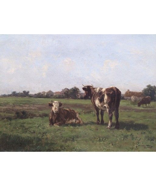 Clément QUINTON (1851-1920) vaches dans un pré - XIXe store