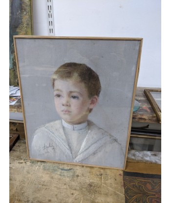 Ecole française Portrait d’enfant pastel daté 1894 les ligaments