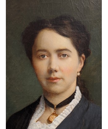 Ecole française Impressionniste Portrait femme élégante aux fleurs daté 1886 2023