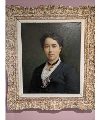 Ecole française Impressionniste Portrait femme élégante aux fleurs daté 1886 2023