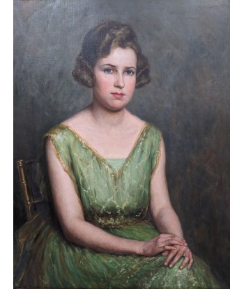 Catherine Denkman Wentworth (1865-1948) Portrait d’une femme élégante robe verte circa 1925 livraison et retour toujours gratuits