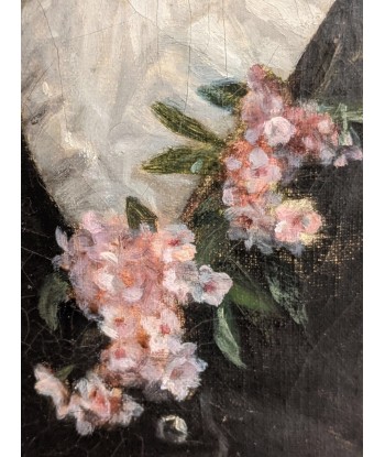 Ecole française Impressionniste Portrait femme élégante aux fleurs daté 1886 2023