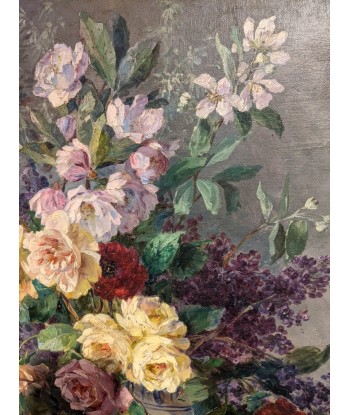 Alfred DELSUC (1859-?) Nature morte au bouquet de roses XIXe Les magasins à Paris et en Île-de-France