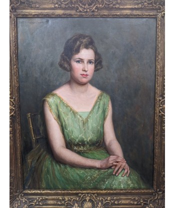 Catherine Denkman Wentworth (1865-1948) Portrait d’une femme élégante robe verte circa 1925 livraison et retour toujours gratuits