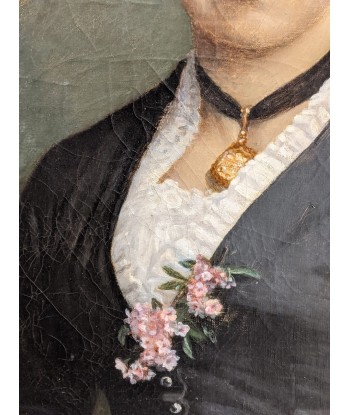 Ecole française Impressionniste Portrait femme élégante aux fleurs daté 1886 2023