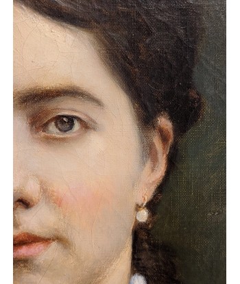 Ecole française Impressionniste Portrait femme élégante aux fleurs daté 1886 2023