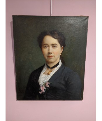 Ecole française Impressionniste Portrait femme élégante aux fleurs daté 1886 2023