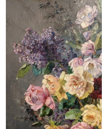 Alfred DELSUC (1859-?) Nature morte au bouquet de roses XIXe Les magasins à Paris et en Île-de-France