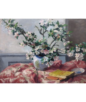 Ecole française Josué GABORIAUD (1883-1955) nature morte aux branches de cerisier 1951 en stock