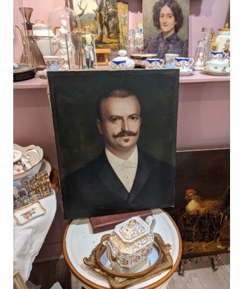 Ecole française XIXe portrait homme à la moustache Livraison rapide