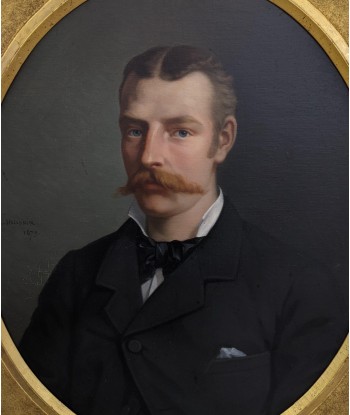 Xénophon HELLOUIN (1820-1895) Portrait d’un homme à la moustache- 1879 Amélioration de cerveau avec