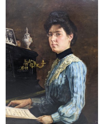 Ecole française Portrait d’une jeune femme devant son piano circa 1880 la colonne vertébrale