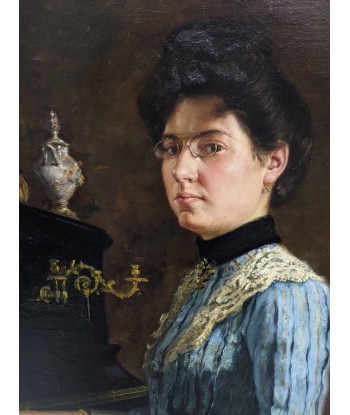 Ecole française Portrait d’une jeune femme devant son piano circa 1880 la colonne vertébrale