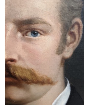 Xénophon HELLOUIN (1820-1895) Portrait d’un homme à la moustache- 1879 Amélioration de cerveau avec