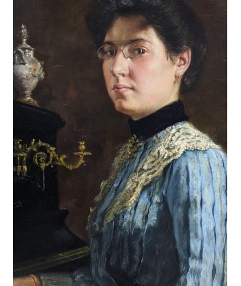 Ecole française Portrait d’une jeune femme devant son piano circa 1880 la colonne vertébrale