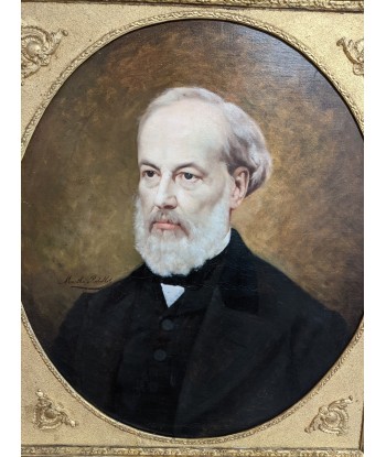 Ecole française Marthe Blanche ROBILLOT (1856-?) portrait homme de qualité vers 1880 chez Cornerstreet bien 