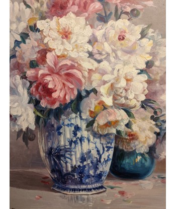 Emile ROY (1876-1973) bouquet de fleurs dans un vase circa 1925 en linge