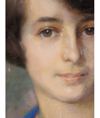 Jean-Joseph PUGNAIRE (1882-1966) Portrait jeune femme a la cravate bleue circa 1930 est présent 