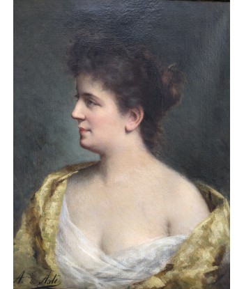 Angelo ASTI (1847-1903) portrait femme châle jaune fin XIXe prix