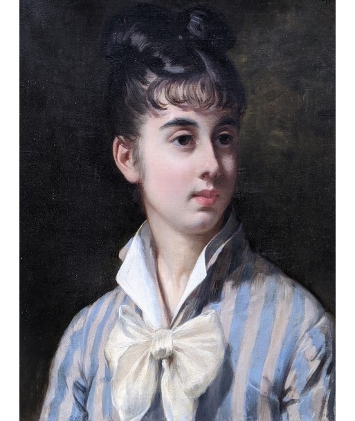 Charles HERMANN-LÉON (1838-1908) Portrait d’une jeune femme au noeud blanc 1877 Découvrez la collection