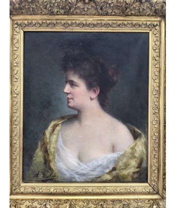 Angelo ASTI (1847-1903) portrait femme châle jaune fin XIXe prix