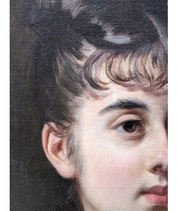 Charles HERMANN-LÉON (1838-1908) Portrait d’une jeune femme au noeud blanc 1877 Découvrez la collection