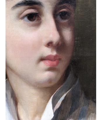 Charles HERMANN-LÉON (1838-1908) Portrait d’une jeune femme au noeud blanc 1877 Découvrez la collection