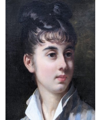 Charles HERMANN-LÉON (1838-1908) Portrait d’une jeune femme au noeud blanc 1877 Découvrez la collection