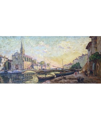 Joseph HURARD (1887-1956) bateaux à quai Martigues en 1927 Pour