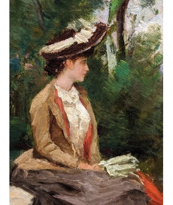 Femme élégante à l’ombrelle rouge circa 1880 Par le système avancé 