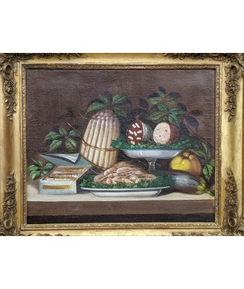 Ecole française début XIXe nature morte aux crevettes sardines et asperges circa 1830 de pas cher