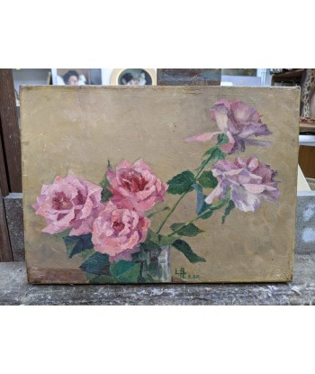 Ecole française Nature morte bouquets de roses 1937 en stock