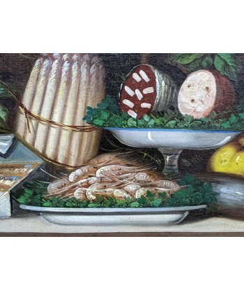 Ecole française début XIXe nature morte aux crevettes sardines et asperges circa 1830 de pas cher