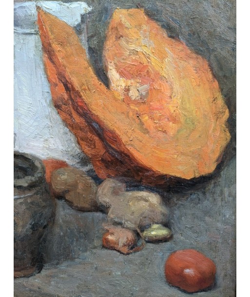 Tableau post impressionniste P.Robe (XIXe-XXe)  nature morte au potiron et pichet blanc 1926 votre