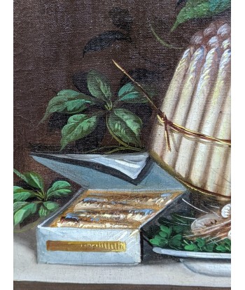 Ecole française début XIXe nature morte aux crevettes sardines et asperges circa 1830 de pas cher