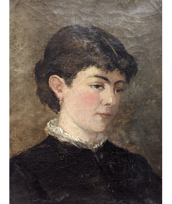 Ecole française fin XIXe portrait d’une jeune femme col dentelle circa 1880 Amélioration de cerveau avec