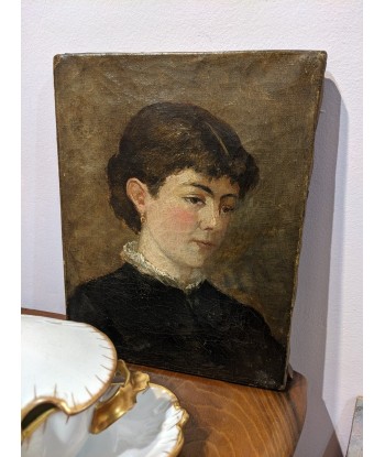 Ecole française fin XIXe portrait d’une jeune femme col dentelle circa 1880 Amélioration de cerveau avec