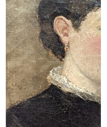 Ecole française fin XIXe portrait d’une jeune femme col dentelle circa 1880 Amélioration de cerveau avec