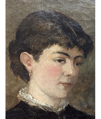 Ecole française fin XIXe portrait d’une jeune femme col dentelle circa 1880 Amélioration de cerveau avec