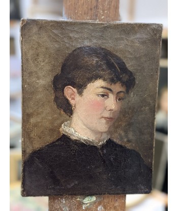 Ecole française fin XIXe portrait d’une jeune femme col dentelle circa 1880 Amélioration de cerveau avec