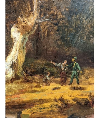 Ecole italienne? Trois personnages dans un paysage lacustre circa 1830 de France