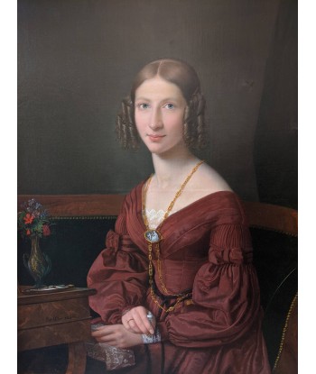 Henri BELTZ (1802-1869) portrait d’une de qualité avec broderie 1840 prix pour 